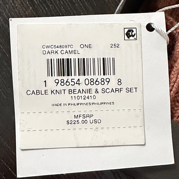 Coach Tan Cable Knit Hat and Scarf Set - Picture 2 of 5